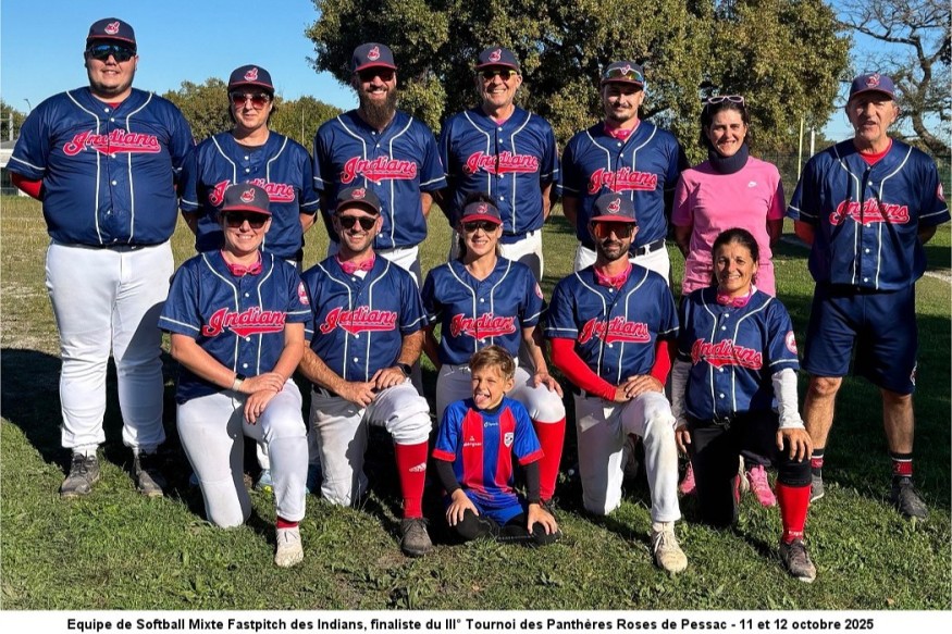 L'équipe de Softball Mixte Fastpitch des Indians termine 2ème du très relevé Tournoi des Panthères Roses de Pessac